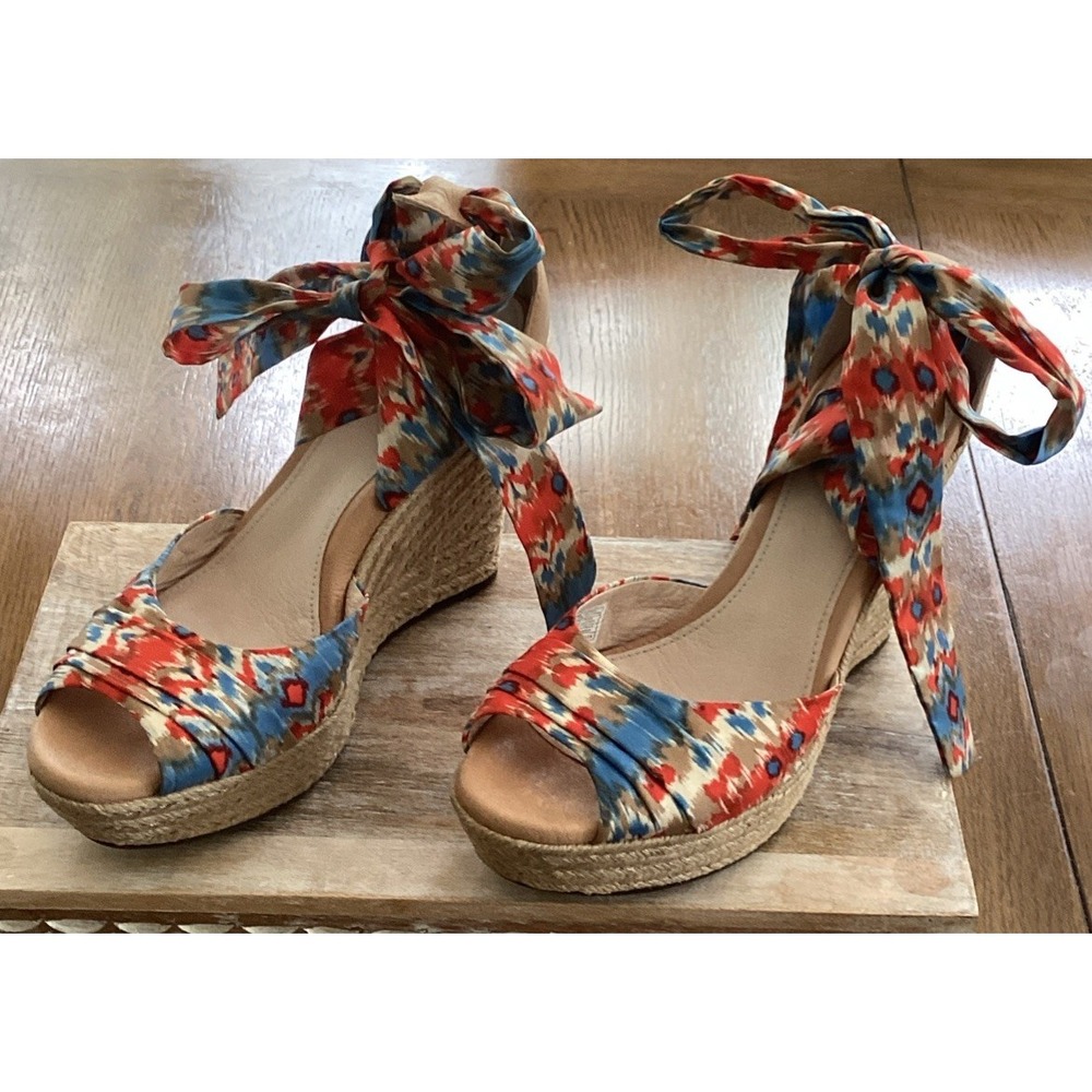 UGG Lucianna Espadrille Wedge Platform Sandals Santorini Multi 1000695 Womens 9
